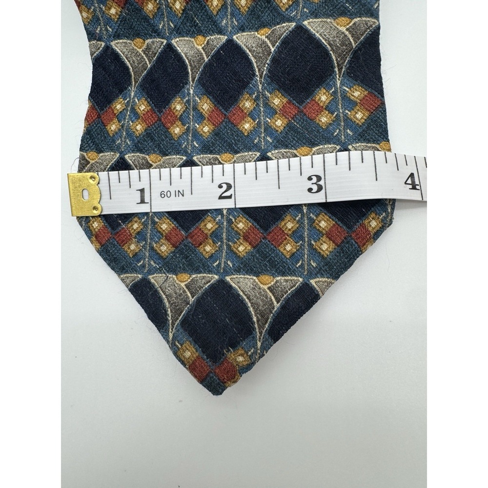 Ermenegildo Zegna Silk Tie Blue Geometric Pattern Made in USA Designer Necktie - Picture 3 of 8